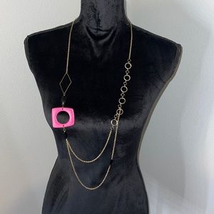 Gold and pink layered necklace